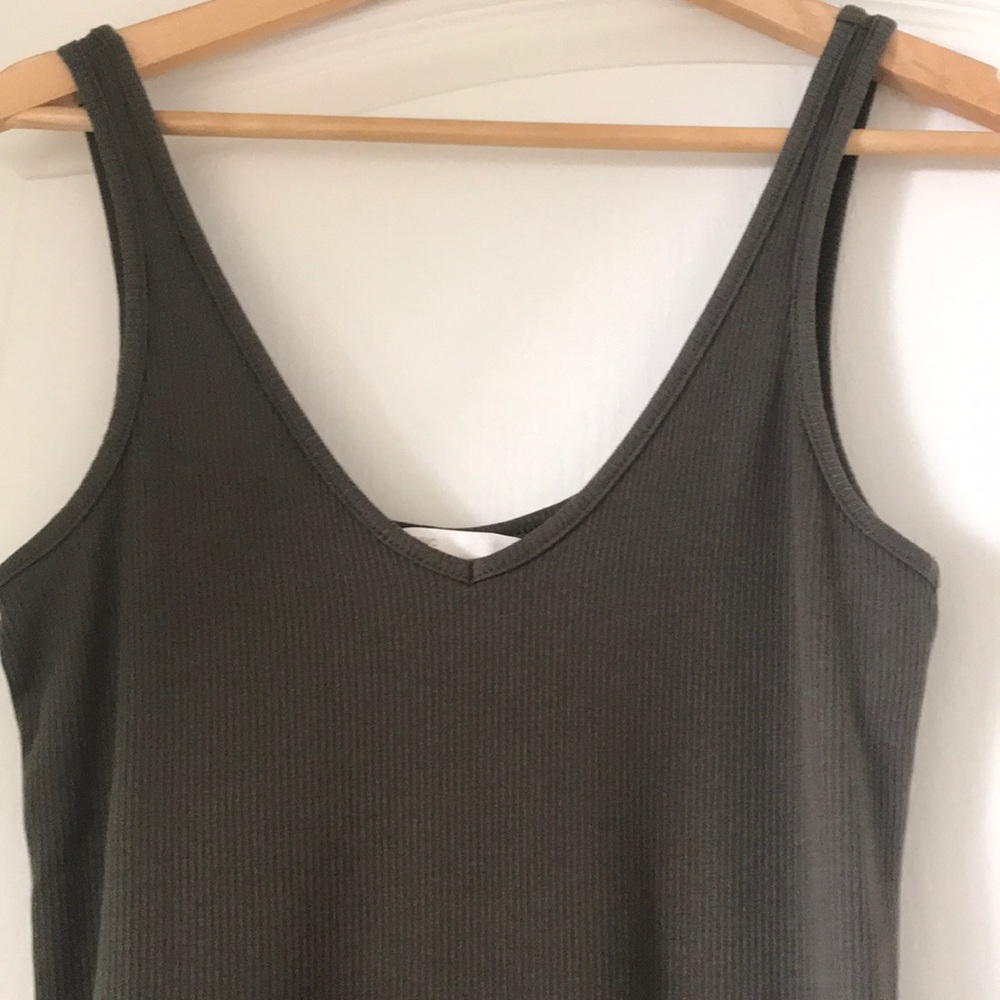 H&M olive green ribbed tank dress - size S